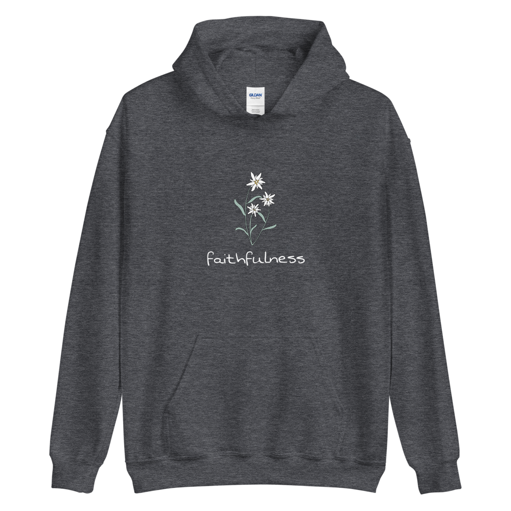Edelweiss Faithfulness Hoodie in Dark Heather