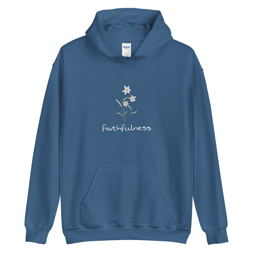 Edelweiss Faithfulness Hoodies in Indigo Blue