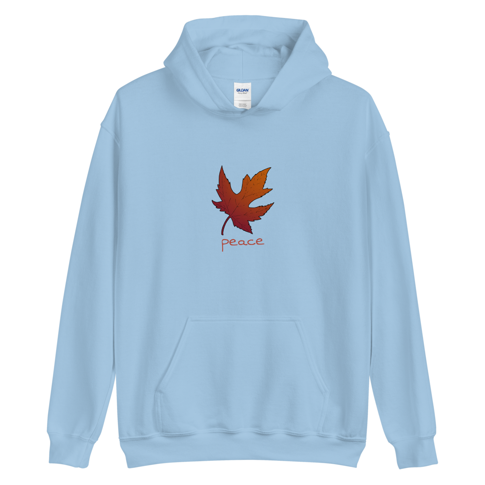 Maple Leaf Peace Hoodie in Light Blue
