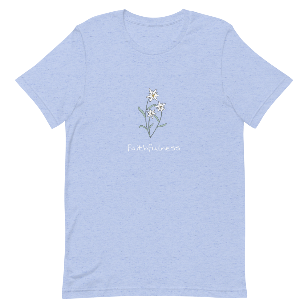 Edelweiss Faithfulness T-Shirt in Heather Blue