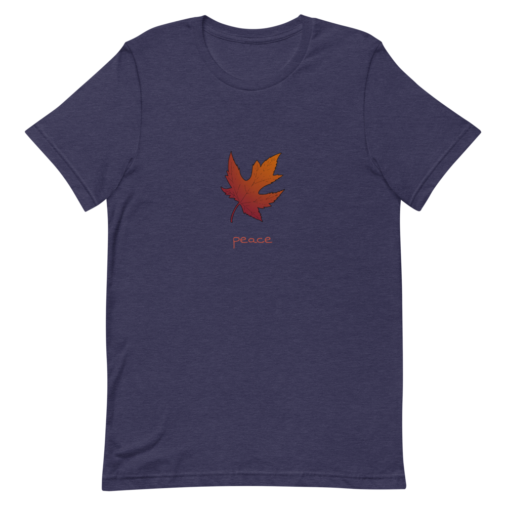 Maple Leaf Peace T-Shirt in Heather Midnight Navy