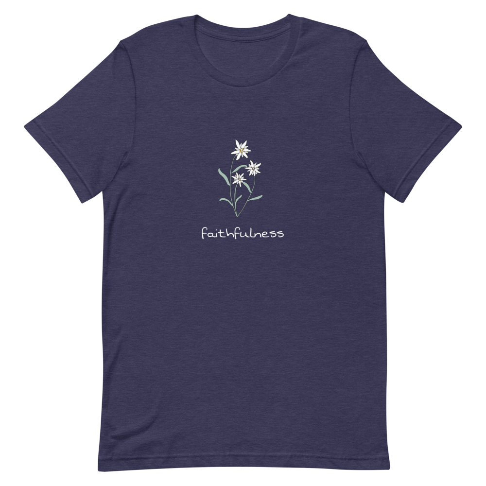 Edelweiss Faithfulness T-Shirt in Heather Midnight Navy