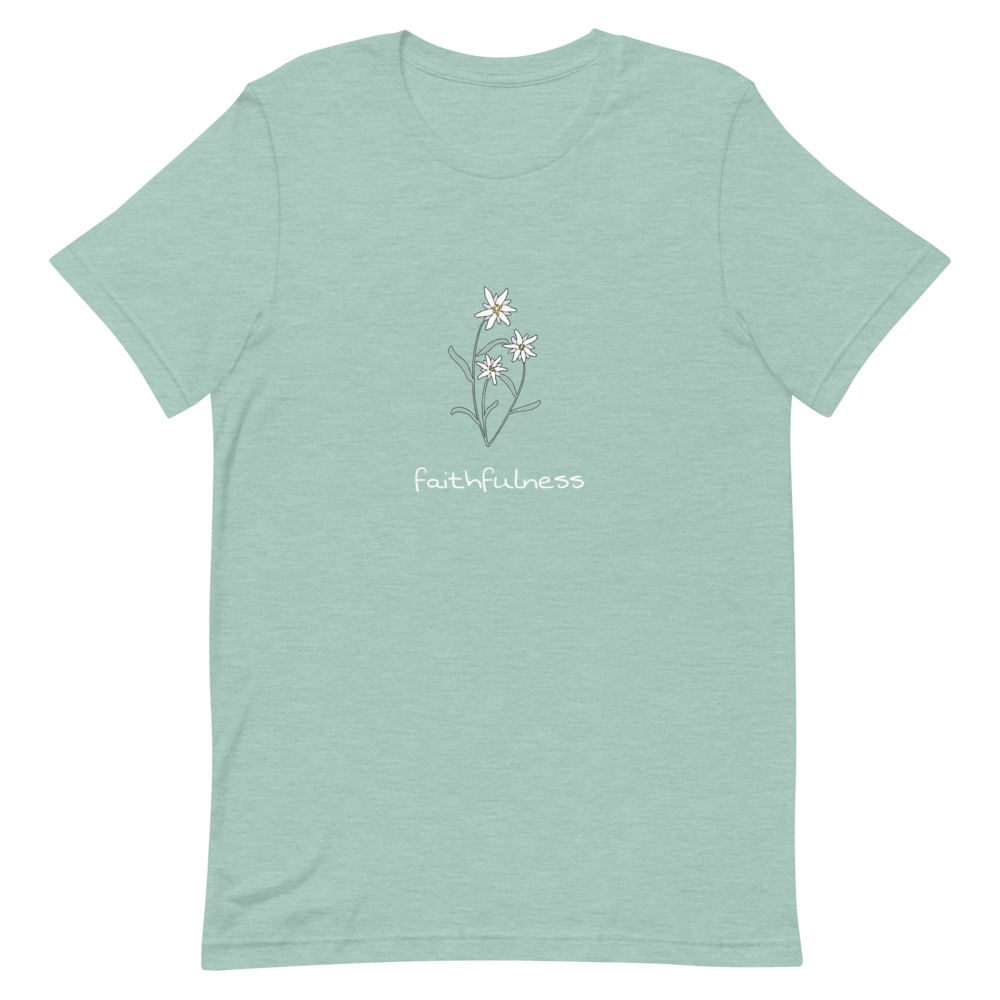 Edelweiss Faithfulness T-Shirt in Heather Prism Dusty Blue