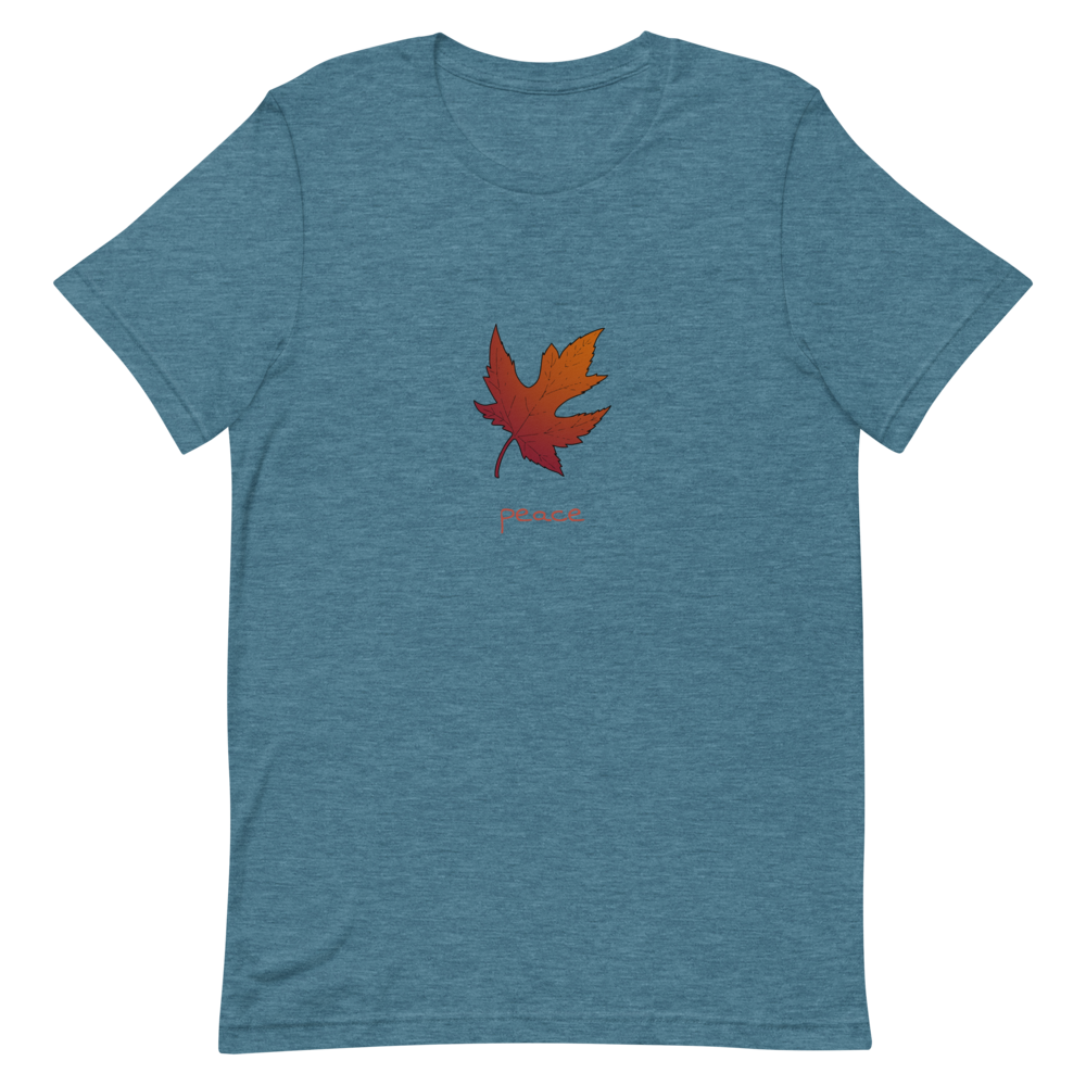 Maple Leaf Peace T-Shirt in Heather Deep Teal