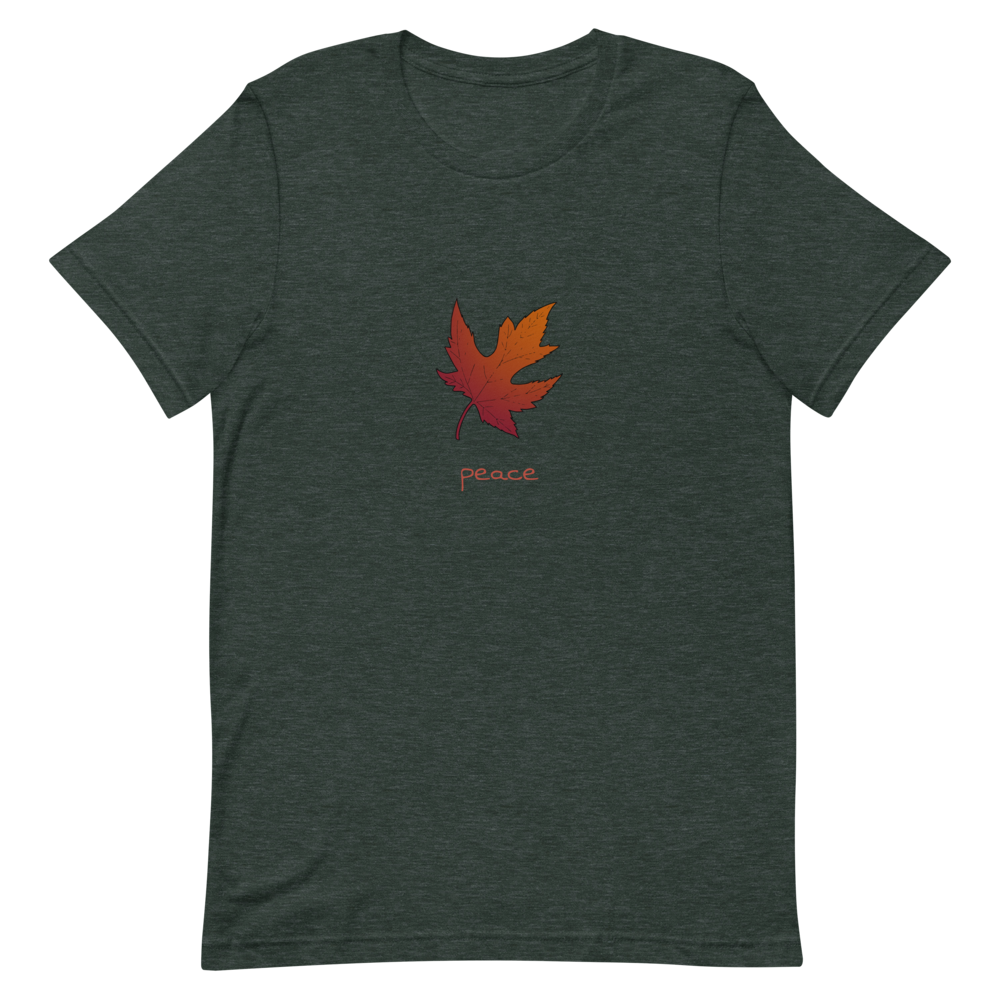 Maple Leaf Peace T-Shirt in Heather Forest
